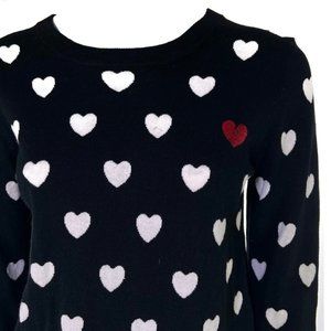 FCUK black & white "broken heart" print crewneck sweater (like new)